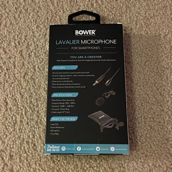NWT Bower Lavalier Microphone for Smartphone - Picture 2 of 2